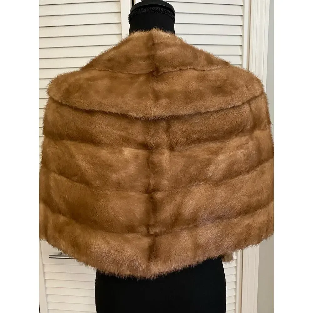 MCM Fur Mink stole cape shrug Vintage Authentic Soft Blonde Mink Hollywood Glam‎